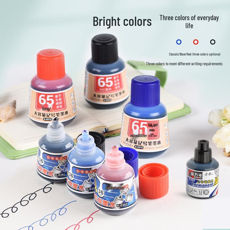 Jinwannian Waterproof 36ml Oily Marker Ink Refill - Non-Fading, Broad Tip, Large Capacity