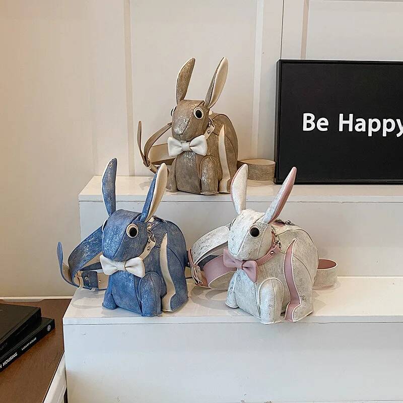 Funny animal shoulder bag for women Cute rabbit shape crossbody bag for girls trend versatile shoulder bag women bag