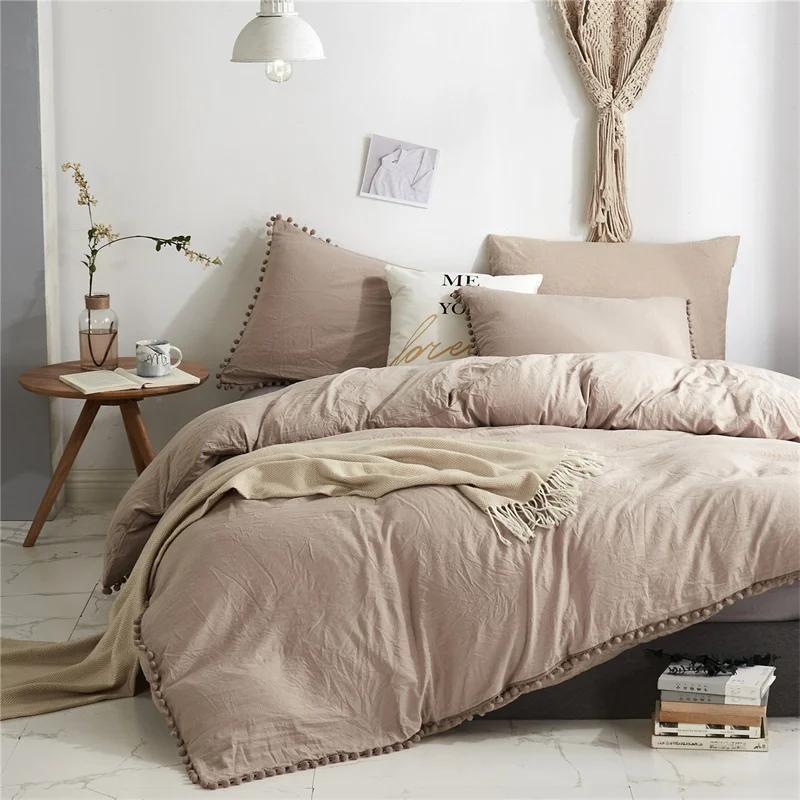 American Size Furball Tassel Duvet Cover Set Luxury King Queen Size Bedding Set Twin Full Quilt Covers Juego De Ropa De Cama