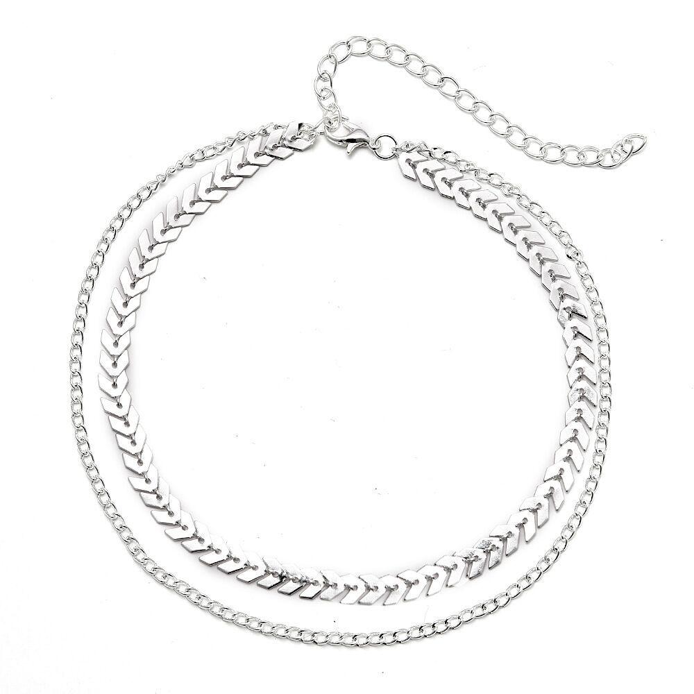 

Ожерелье с цепочкой из рыбьей кости и пайетками: Элегантный и модный короткий воротник-стойка