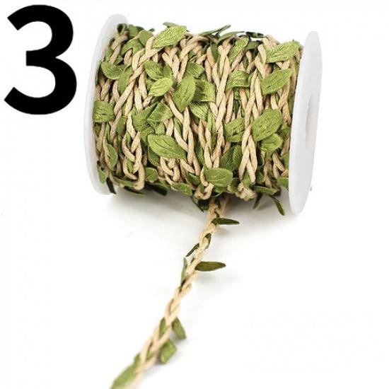 10m DIY Knit Hemp Rope Ribbon Cord 3D Leaf Woven Sold By The Roll for Hat Craft