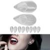 10pcs Halloween Party False Teeth Set Transparent Resin Cosplay Dentures Prop Decoration15mm   0.6in