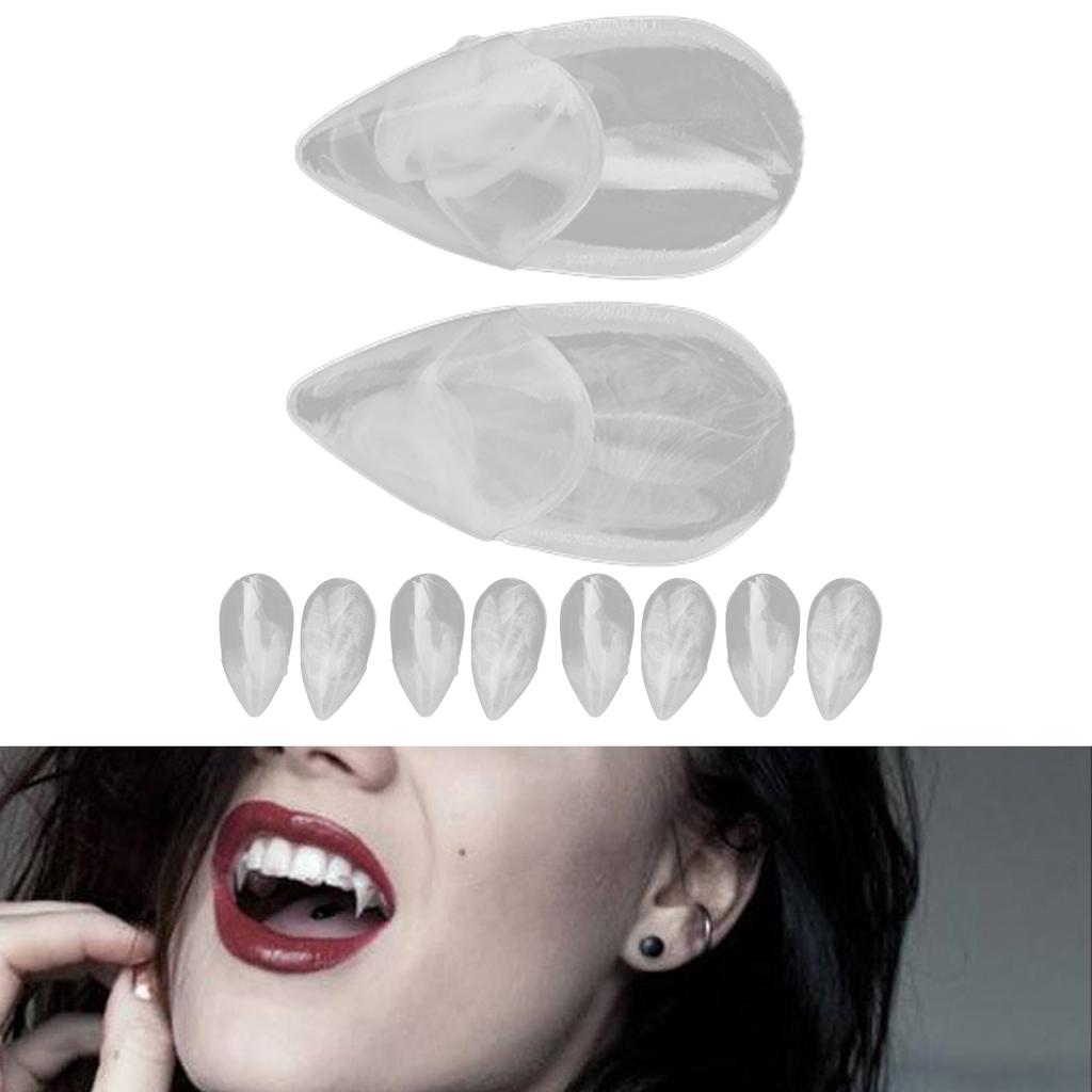 10pcs Halloween Party False Teeth Set Transparent Resin Cosplay Dentures Prop Decoration15mm   0.6in
