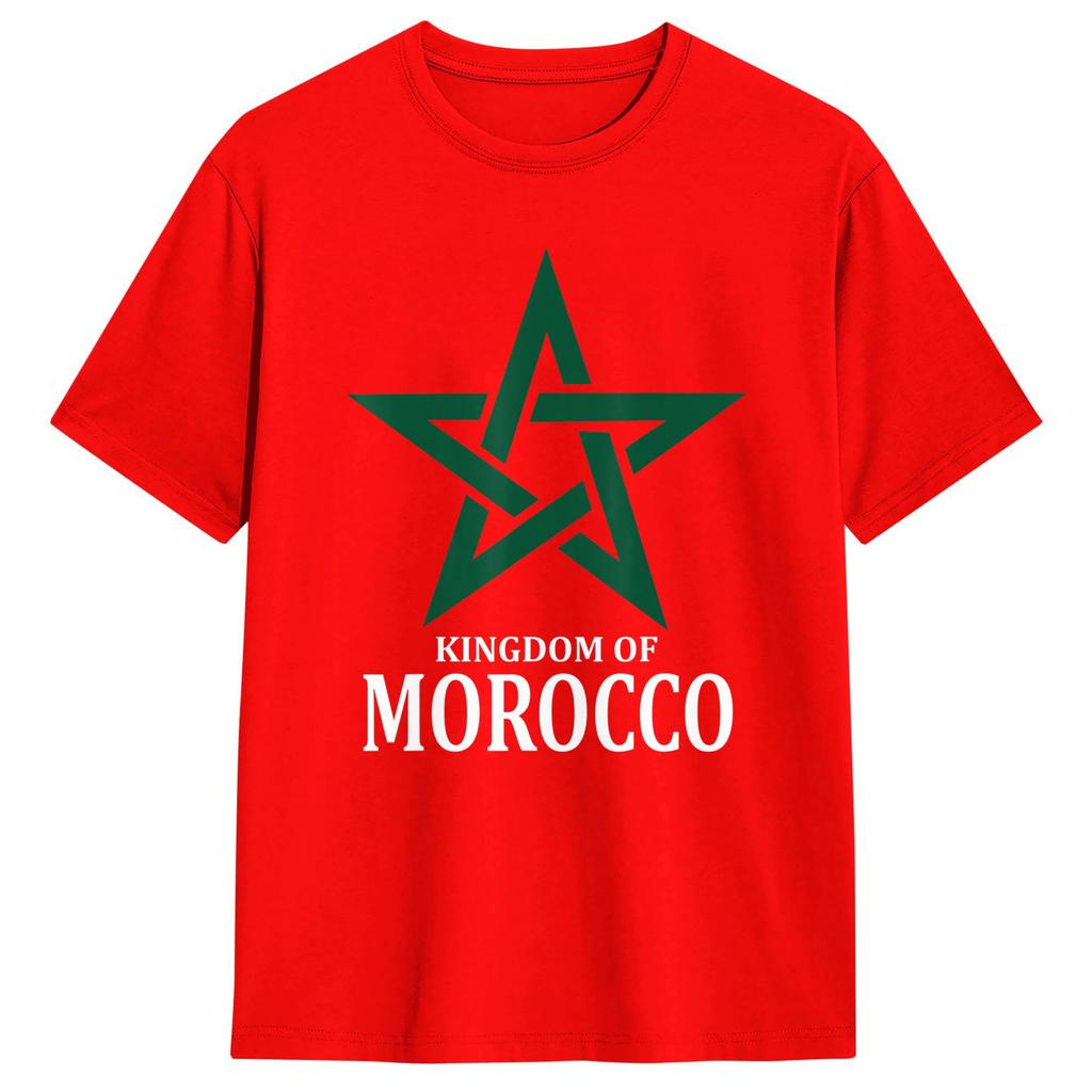 Kingdom Of Morocco Flag TShirts Men  Casual 100 Cotton Tees O Neck Short Sleeve T Shirts UniqueClothes