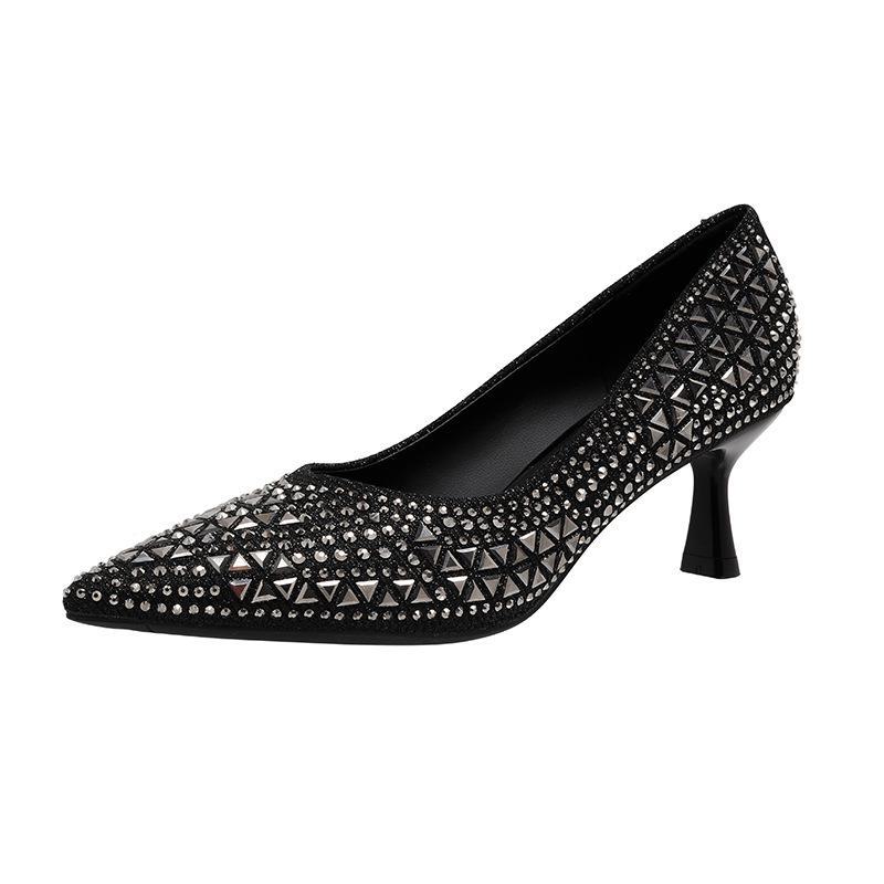 Women's Pointed Rhinestone Stiletto High Heels - Comfortable, Elegant Evening Shoes