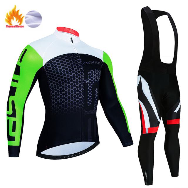 2025 New Men Winter Cycling Clothing Long Sleeve Thermal Fleece Bicycle Jersey Set MTB Warm Bike Jersey Set