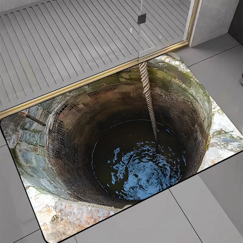 

3D Visual Waterfall Floor Mat Household Entrance Porch Marine Ecological Decorative Door Mat Bathroom Non-Slip Mat 40*60cm