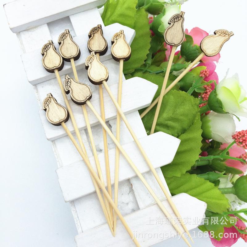 100Pcs Bamboo Fruit Picks Disposable Fruit Forks Cocktail Picks Cute Decorative Toothpicks Flower Picks Custom Food Picks