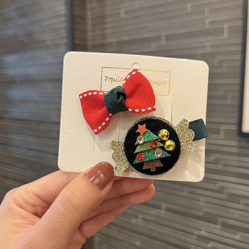 Kids' Festive Santa Claus Candy Hair Clips - Cute Princess Cartoon Hairpins for Holiday Performances