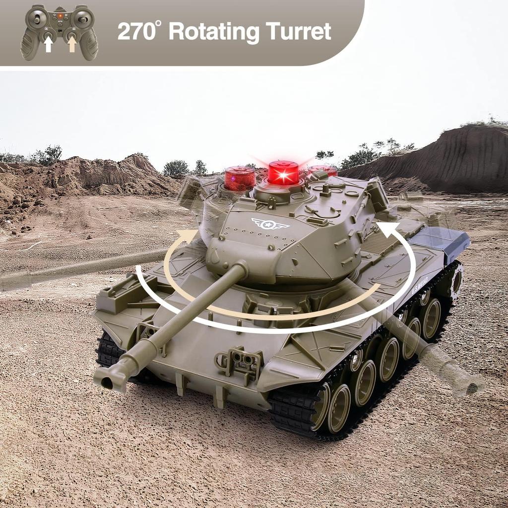 Remote Control Tank for Kids, M41A3 American Army Battle Tank, Programmable RC Tanks with Lights & Realistic Sounds, RC Military All Terrain Off-Road
