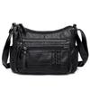 Black Winter Style Washed Leather Luxury Handbags Women Bags Designer Ladies Shoulder Crossbody Bags For Women