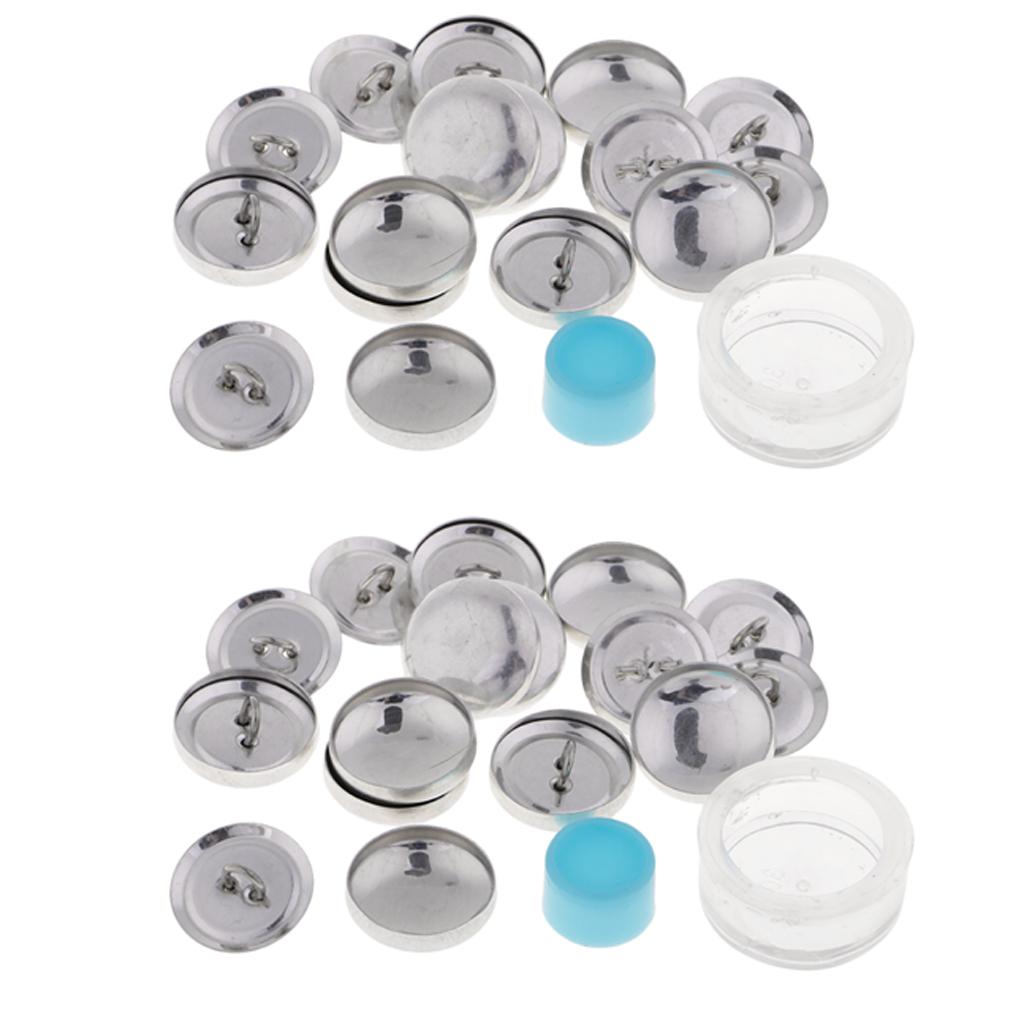 20 Pcs DIY Buttons With Loop Blank Back Cover