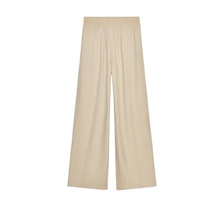 

Spring New Women s Clothing Fashion Wind Easiest for Match Elastic Waist High Waist Wide Leg Casual Pants 8741020 Light camel L
