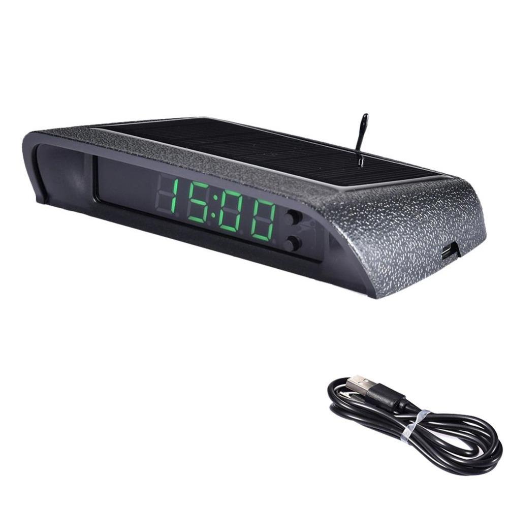 High Precision Car Clock Luminous Digital Thermometer Electronic Car Digital Watch  Car Use Green Light