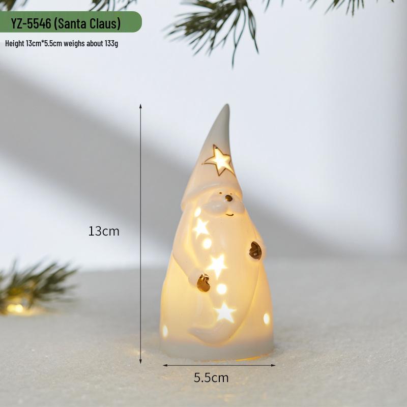 

Christmas Ceramic Glowing Tree House Ornament - Desktop Scene Decoration Prop & Gift As shown
