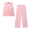 Summer New Product Women's Clothes French Style Casual Style V-neck Sleeveless Vest Vest Top + Elastic Pants Leg Casual Pants