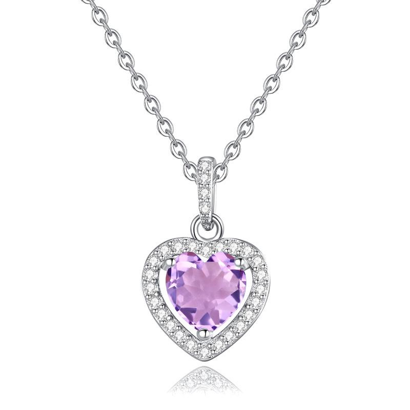 Natural color treasure amethyst citrine garnet sterling silver s925 necklace female love light luxury fashion collarbone chain 925 silver