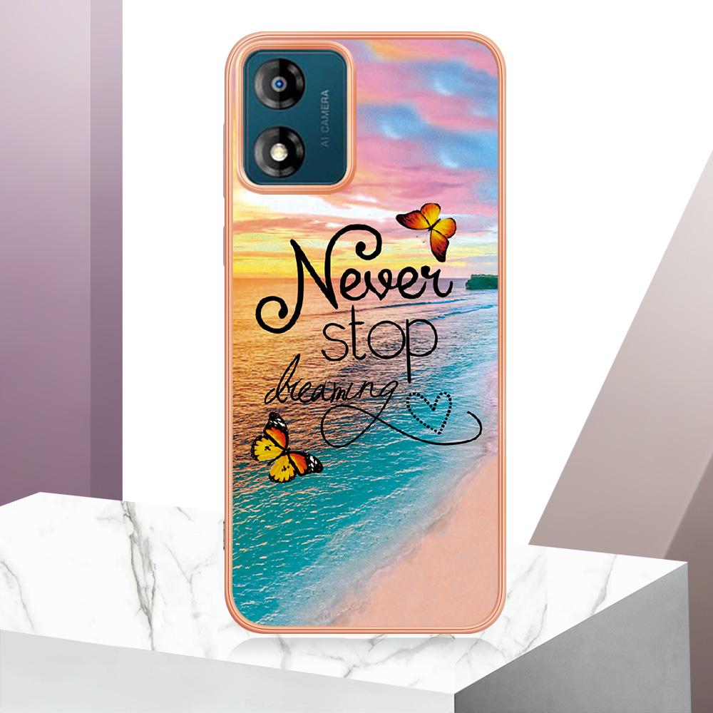 For Motorola Moto E13 4G Case with IMD Marble Flower Pattern TPU Mobile Back Cover