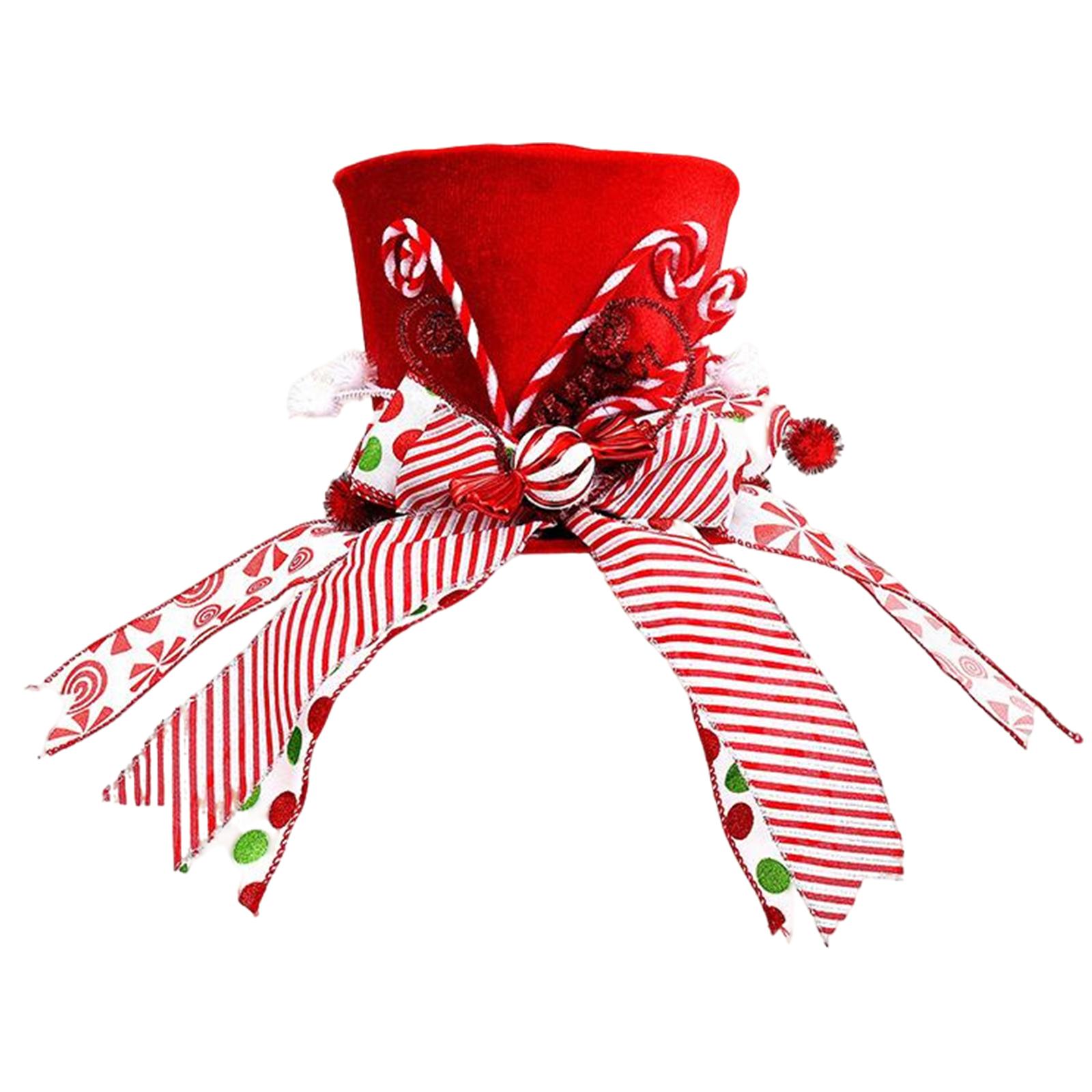 

Рождественская шляпа Верхушка звезды Верхушка рождественской елки Украшение Шляпа Выдвижная пружина Бант, Красивые украшения для рождественской елки One Size красный