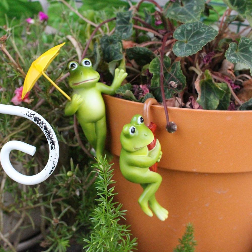 

Resin Statue Umbrella Frogs Flower Pot Pendant Flower Pot Accessories 2pcs