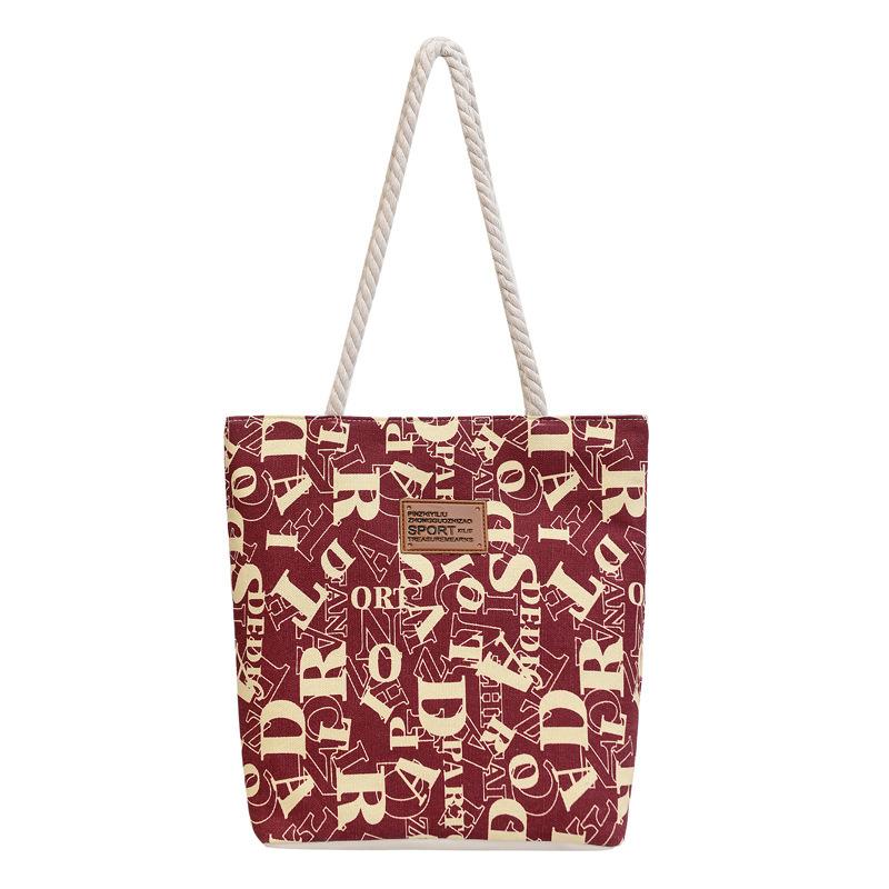 Women's Bag Large Capacity Canvas Letter Tote Stylish Work Commute Armpit Bag Shoulder Tote