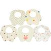 Baby Set of Machine Nursery Rotation [&&COCO] Bibs, 5, 6-Layer Gauze, 100% Cotton, Formaldehyde-Free, Washable, Large, Soft, Petal-Shaped, Bib,