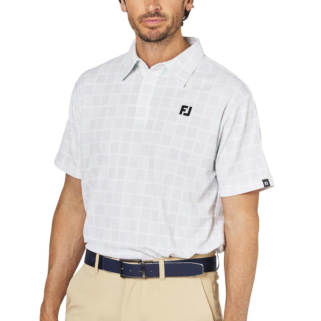 FootJoy Men's Square Check Snap Button Golf Shirt, Pistachio, Size 2XL (FJ-S25-S06, 34689-XXL)