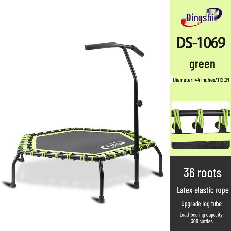 44-Inch Hexagonal Fitness Trampoline with Handle for Adults & Kids