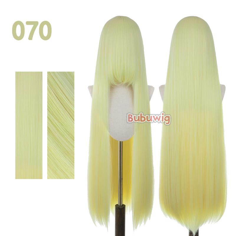 Bubuwig Synthetic Hair 100cm Long Straight Pure Color Cosplay Wigs Over 100 Colors Black White Red Blue Brown Wig Heat Resistant