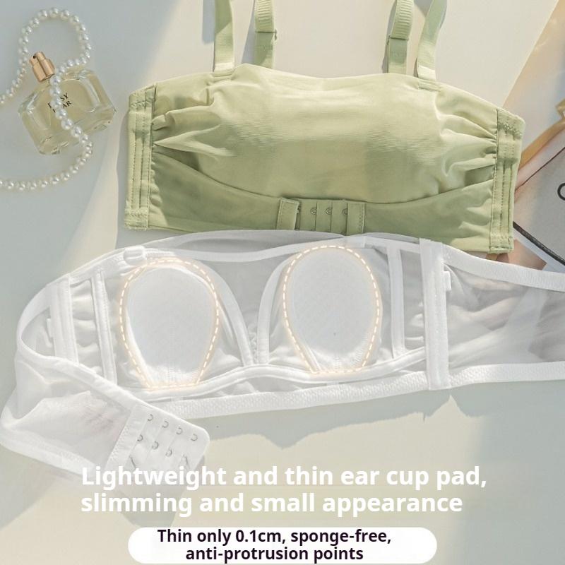 Women's Strapless Bra Non-slip Small Breast Reduction Anti-sagging Ultra-thin Bandeau Bra for Large Sizes