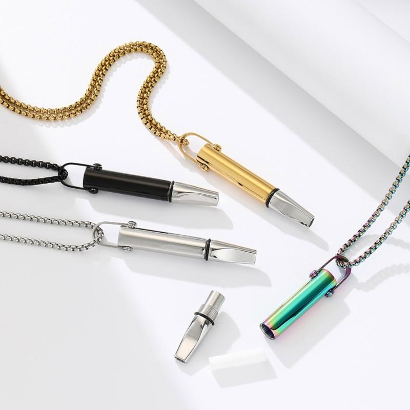 Breath Resistance Whistle Necklace for Yoga Meditation And Stress Relief With Built In Cotton Core Designs Daily Use