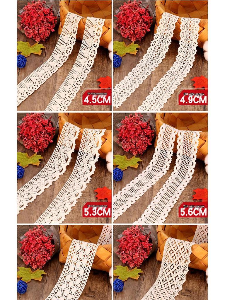 Huan Chuang Cotton Lace Ribbon for DIY Crafts and Clothing Fabric Decorations