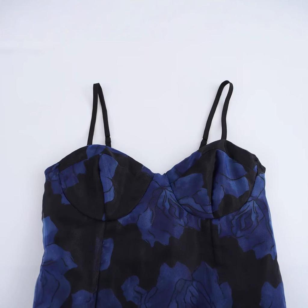 2025 Spring Women's European & American Style Waist-Slimming Spaghetti Strap Dress