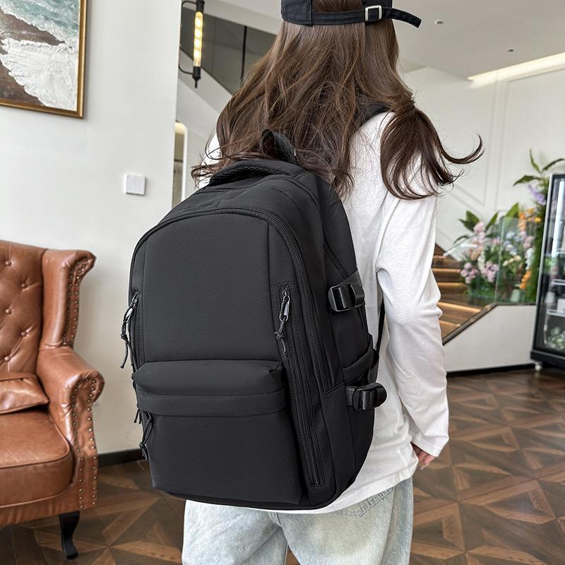 Fashionable and Versatile Student Schoolbags, Large-capacity Backpacks for Junior and Senior High School Students, Simple Solid-colored Backpacks