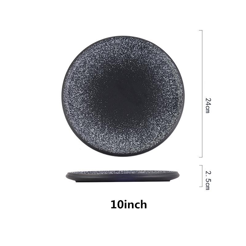 Steak plate plate Household creative black sushi Commercial Japanese food Dim sum flat plate breakfast dishes and plates sets