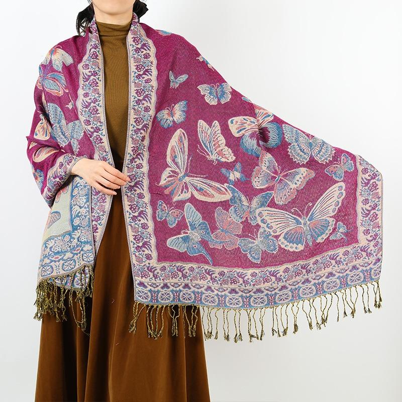 New retro tassel long shawl travel out long scarf scarf women's autumn and winter fashion scarf
