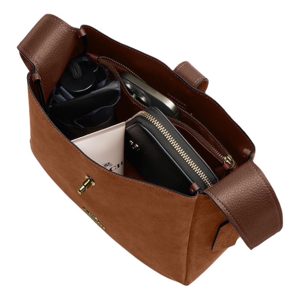 Coach Hadley 25 Borsa a Tracolla con Logo Dorato in Pelle Scamosciata Media da Donna Giallo-ocra CCG43-IMXAF