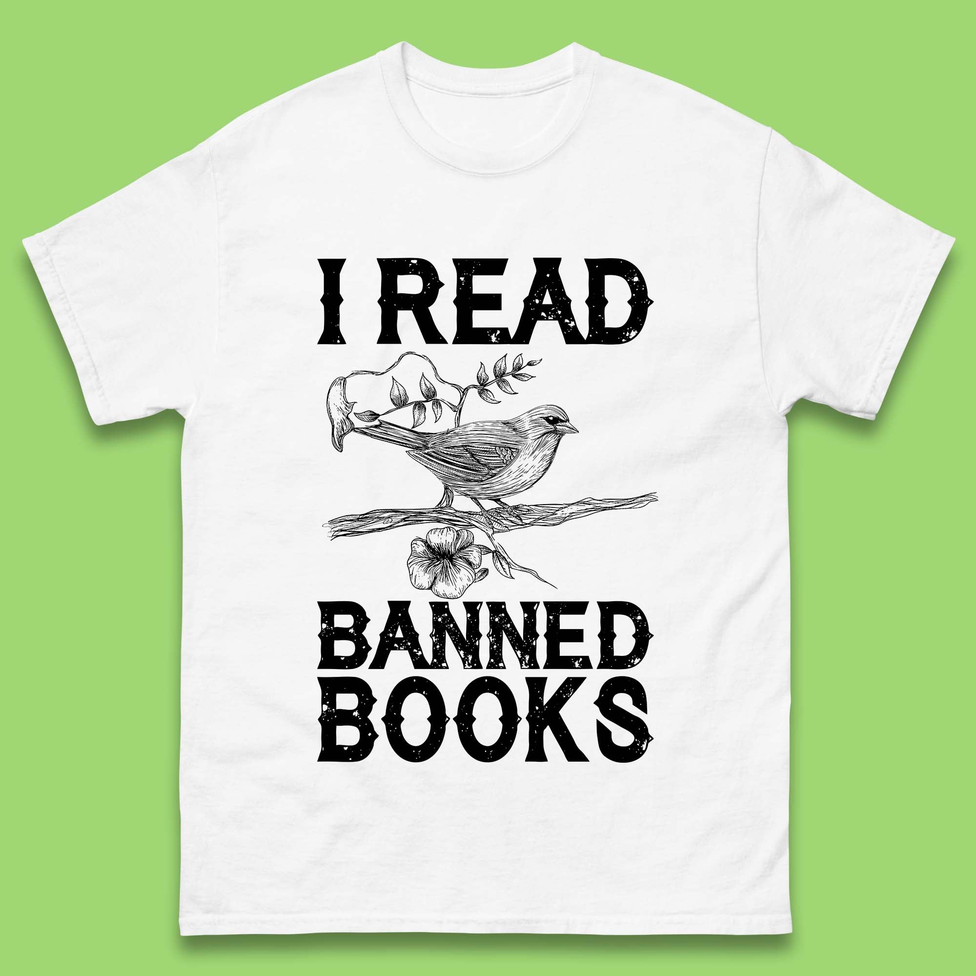 I Read Banned Books T-Shirt Womens Tops Tees 4XL