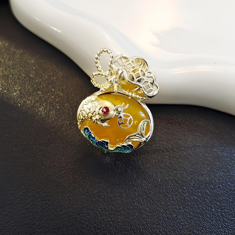 Elegante chinesische Retro-Emaille-Brosche Phönix & Schmetterling für Damen