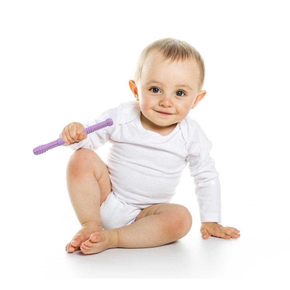5 stk hule tennerør for babymyk silikonbitring Babybiteleker med rengjøringsbørste