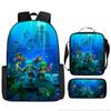 Minecraft Cartoon Print Backpack Set 3-Piece Student School Bag Water-Resistant Large Capacity Unisex
