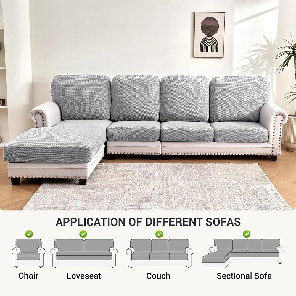 Jacquard Stretch Fabric Sofa Cover Plain Seat Couch Covers for Sofa Living Room Removable Seat Case Chaise Lounge Slipcover Pets