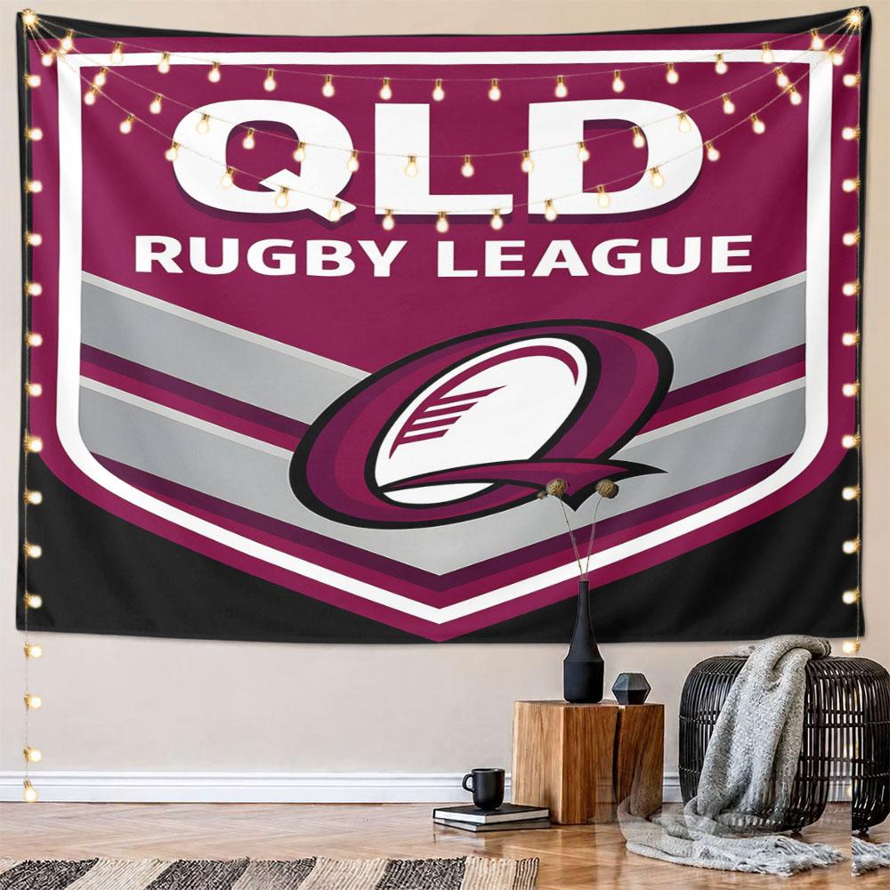 "QLD Rugby League Logo Design" Pattern Wall Hanging Tapestry Decorative Tapestry Home Decor for Bedroom and Living Room
