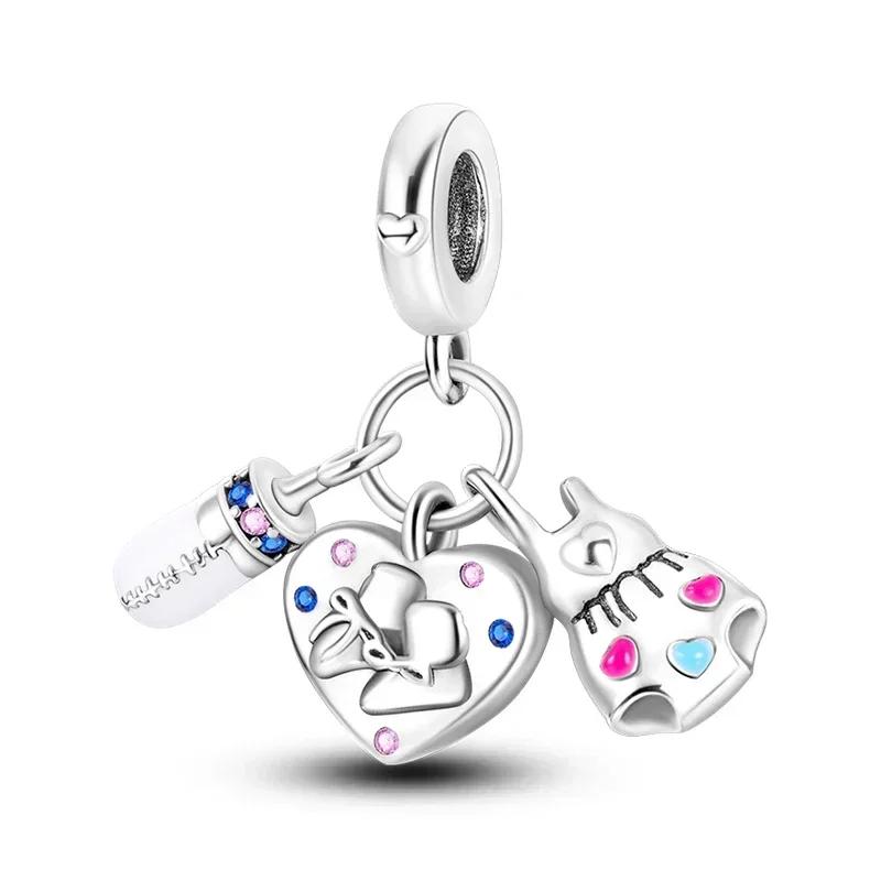 copper Heart Shaped Warm Family Love Mother Pendant Baby Feet Pacifier Charm Bead Charms Bead Charms Compatible With Bracelets Jewellery Gift