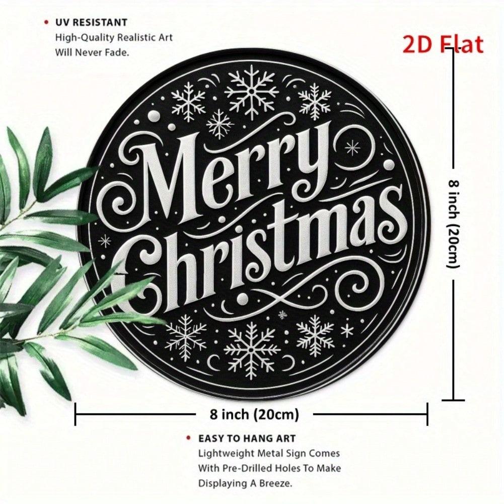 Christmas Snowflake Metal Sign Black White Home Garden Wall Decor 20x20