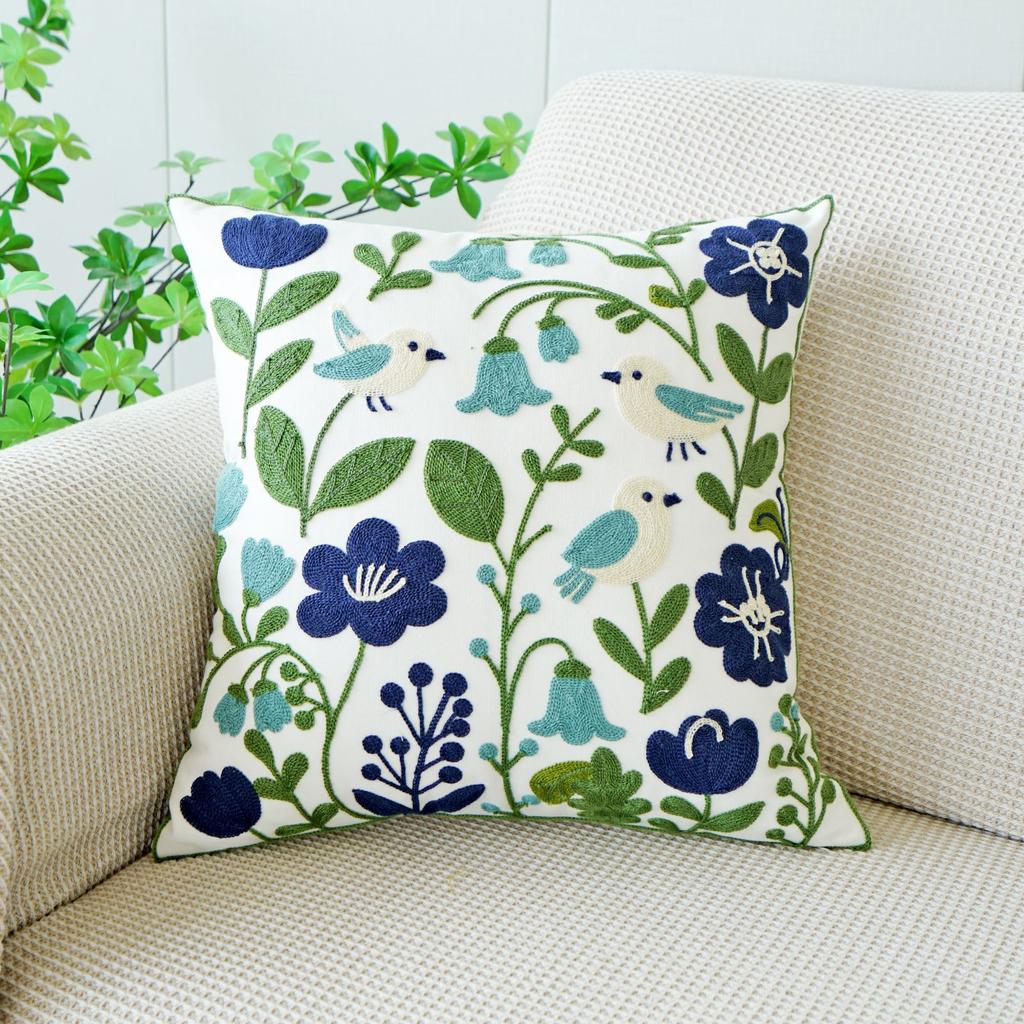 45x45cm Pastoral Flower Embroidered Pillowcase Plant Towel Embroidery Throw Pillow Cushion Cover Decoration Home Sofa Cojines