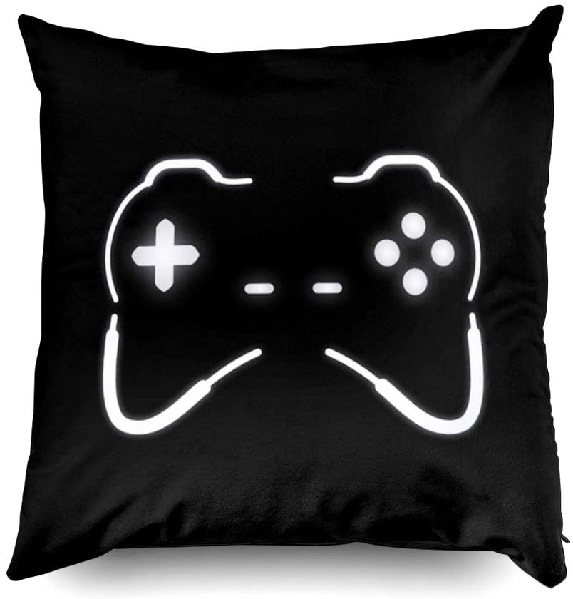 Gamer Game Controller Joypad Joystick Kissenbezug rot kariert Dekokissenbezüge 45x45cm Game Stick Play Video Shirt Druck