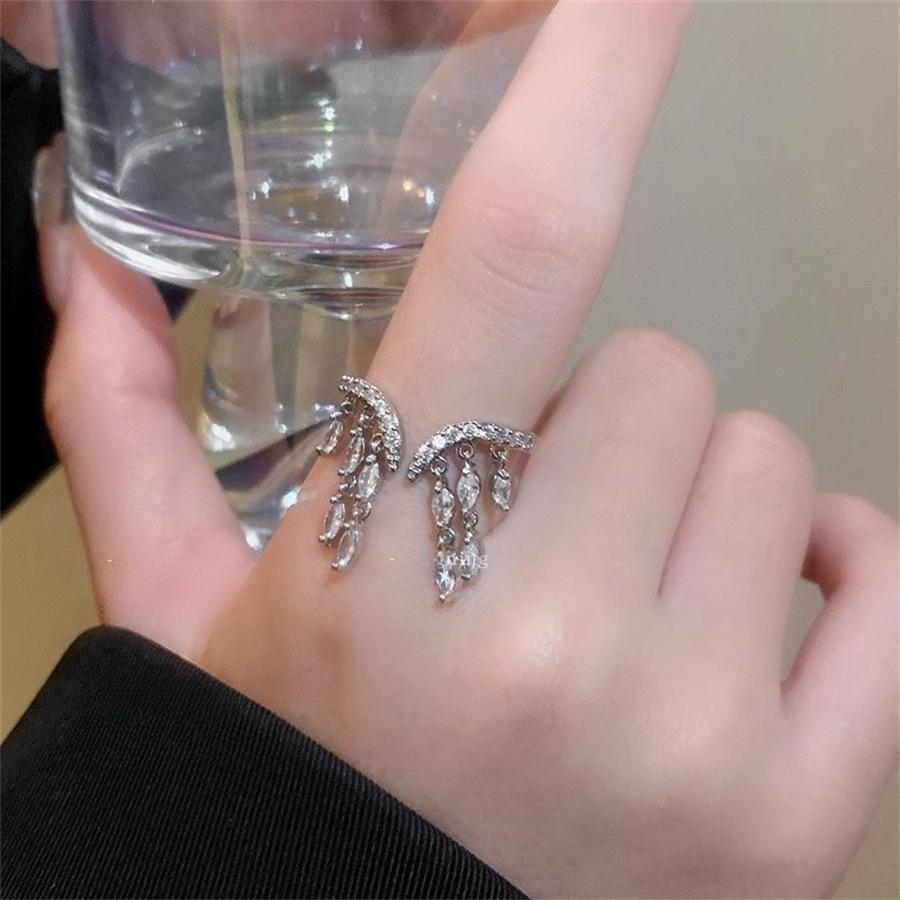 Over 120 Styles Korean style zircon diamond ring women's 925 sterling silver spring and summer niche light luxury high-end index finger ring open ring