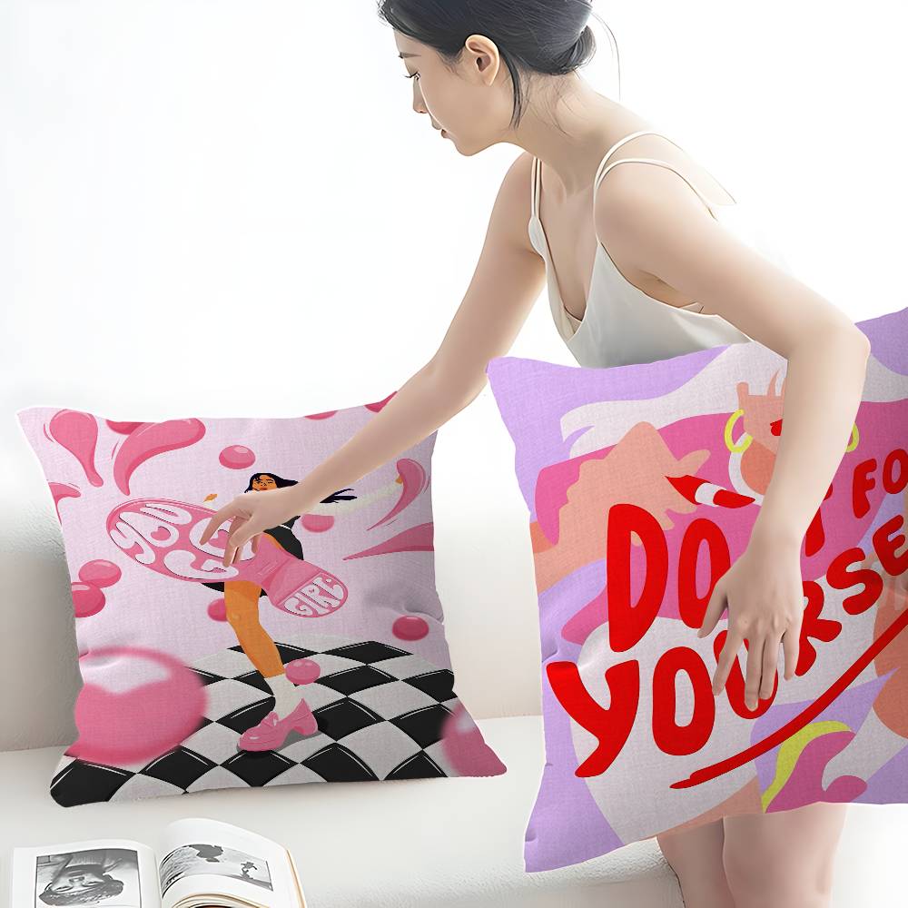 Feminist Fashion Art Pink Girl Cushion Cover Decorative Pillow Sofa Home Decor case pillow cases