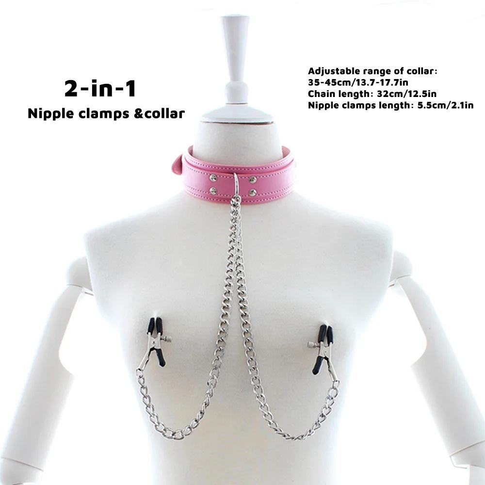 Nipple Clamps Clips Mouth Plugs Collars Choker Vagina Clip Bondage Set Kink Fetish Erotic Flirting for Woman Adult Sex Toys